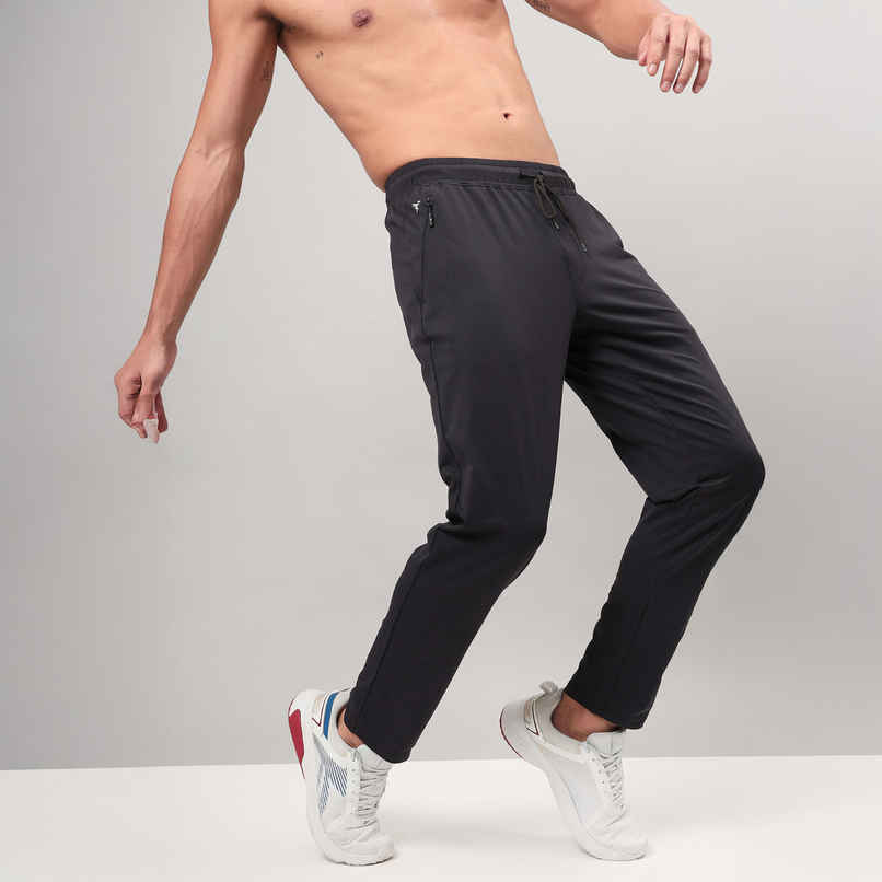 Technosport Men Poly Solid Relax Fit Sports Trackpants with DURACOOL+ | Black | XL