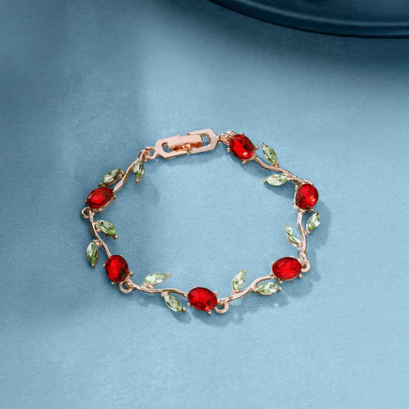 Yellow Chimes Rose Chain Swiss Zircons Designer Bracelet for Women