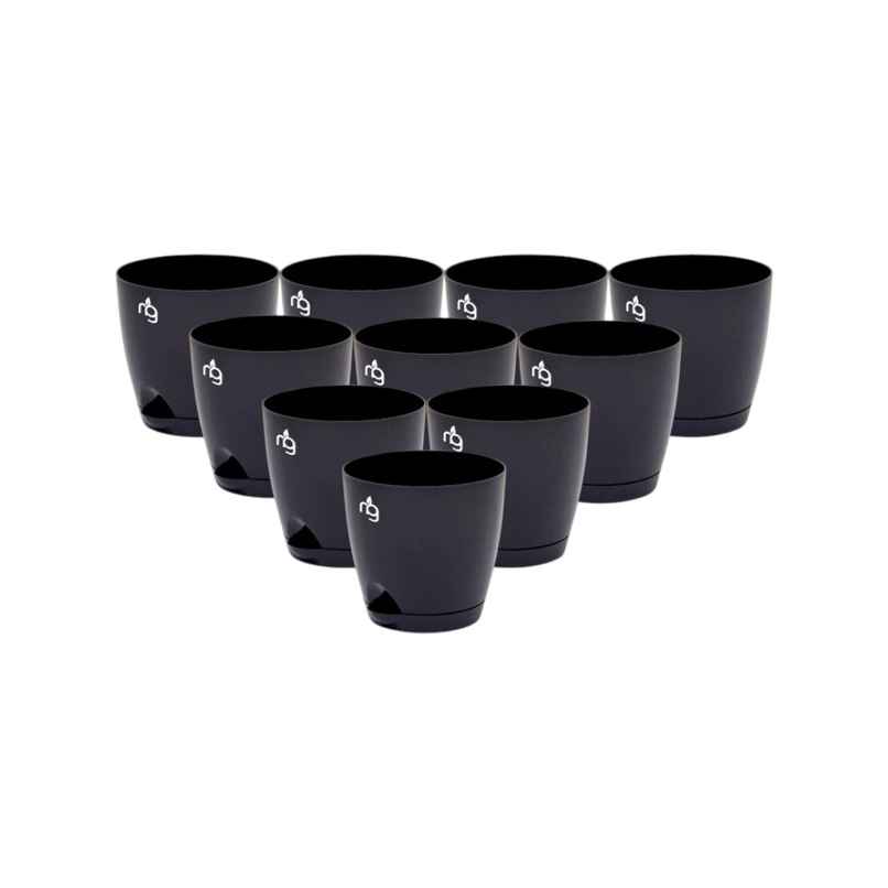 Nurturing Green - Self Watering Pots for Plants | Set of 10 | Black | Size: 11.5cm x 11cm Nurturing Green - Self Watering Pots for Plants | Set of 10 | Black | Size: 11.5cm x 11cm