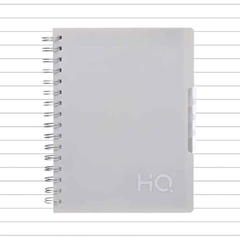 Navneet HQ | Five Subject Book White Wiro Bound Single Line A5 Size - 21 cm x 14.8 cm 300 Pages