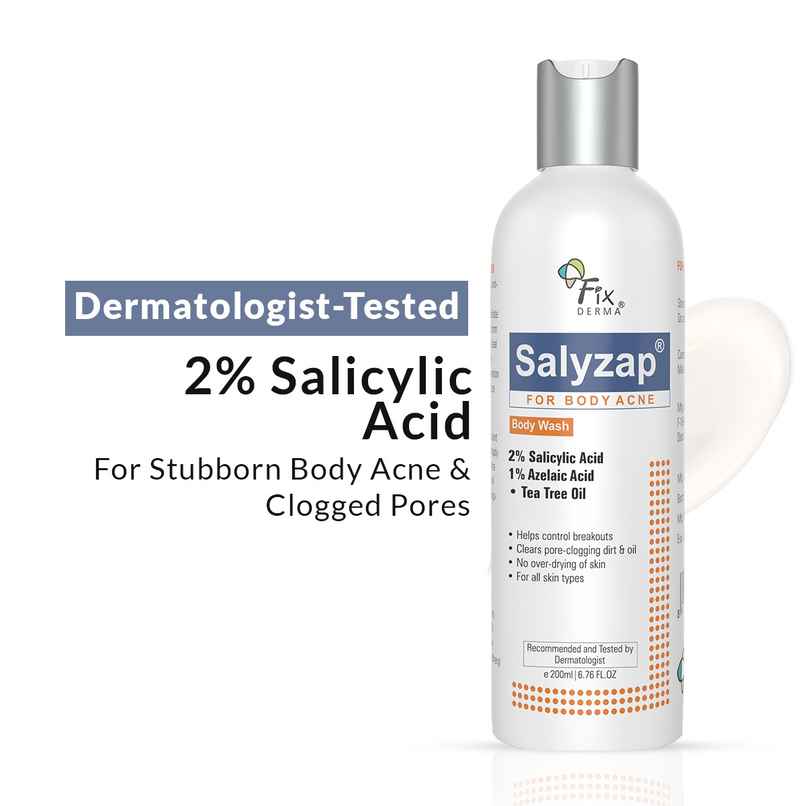 Fixderma Salyzap Body Wash with 2% Salicylic Acid for Body Acne & Exfoliation