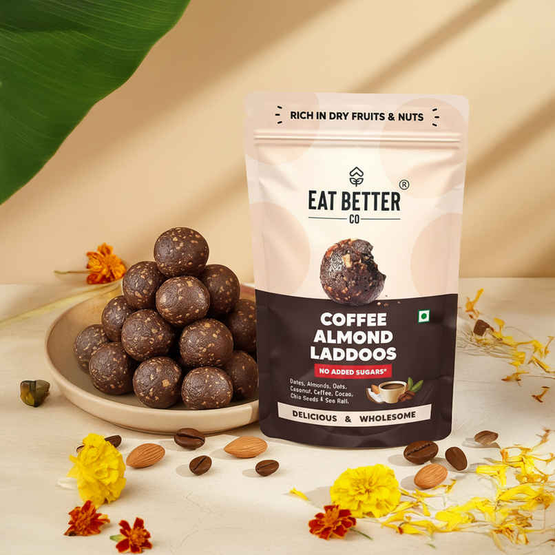 Eat Better Co Coffee & Almond Laddoos | No Added Sugar | High Protein | 100% Natural