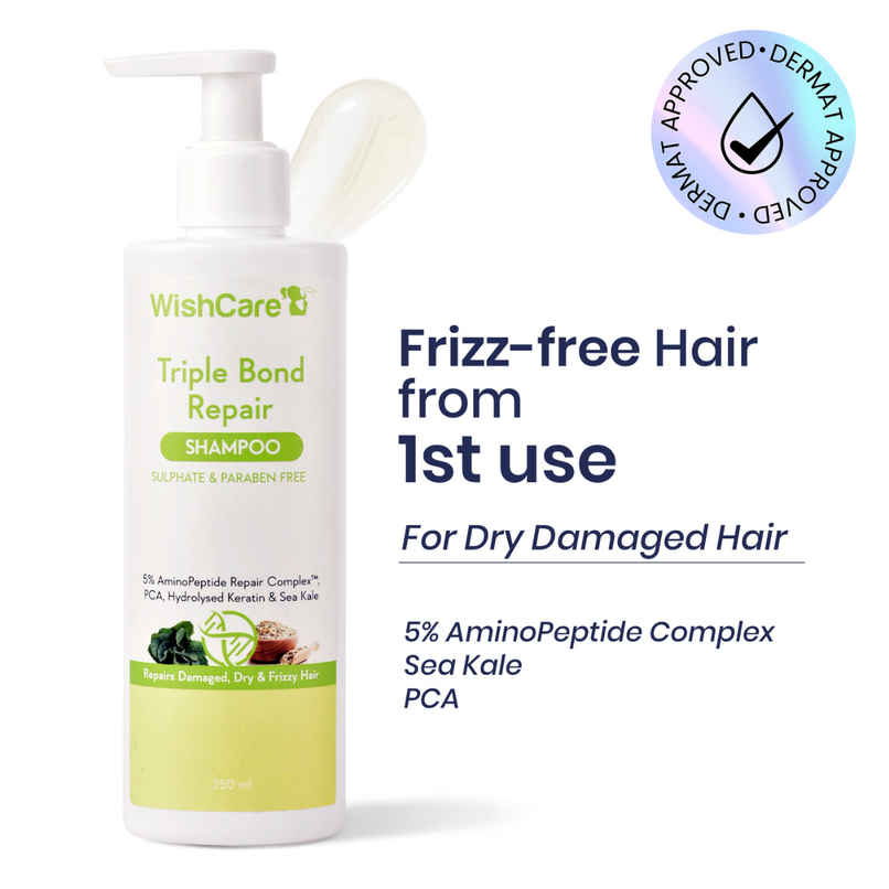 Wishcare Triple Bond Repair Shampoo - 5% Aminopeptide Complex & Pca - Repairs Damaged & Frizzy Hair Wishcare Triple Bond Repair Shampoo - 5% Aminopeptide Complex & Pca - Repairs Damaged & Frizzy Hair