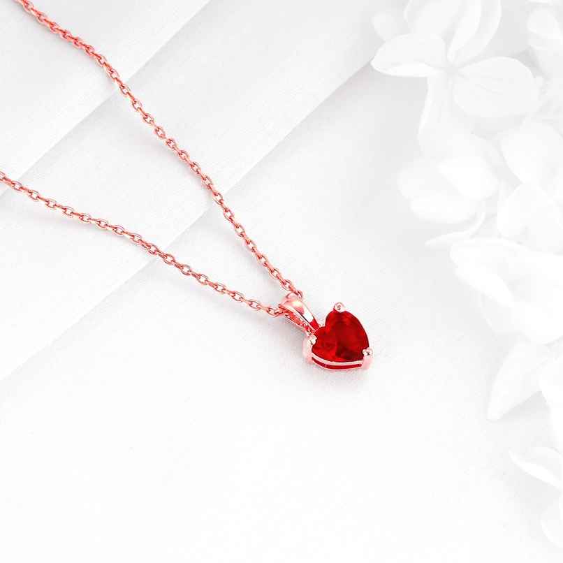Giva Rose Gold Loving in Red Pendant With Link Chain