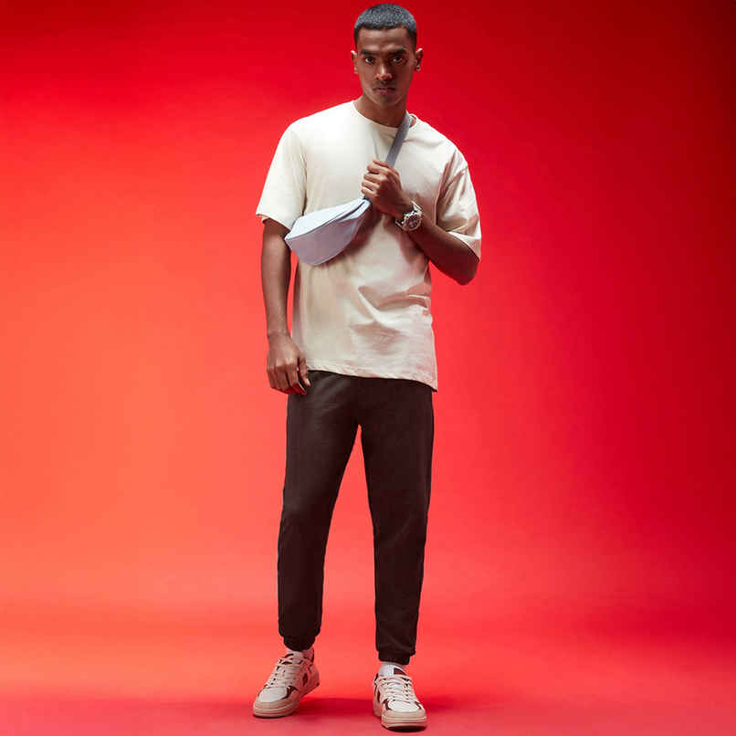 VEIRDO Men's Solid Regular Joggers without Pocket | VD TRK OS BRWN | Brown - XL