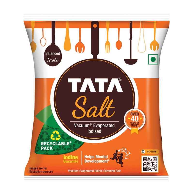 Tata Salt | Free Flowing and Iodized Namak | Vacuum Evaporated | Salt in Fresh