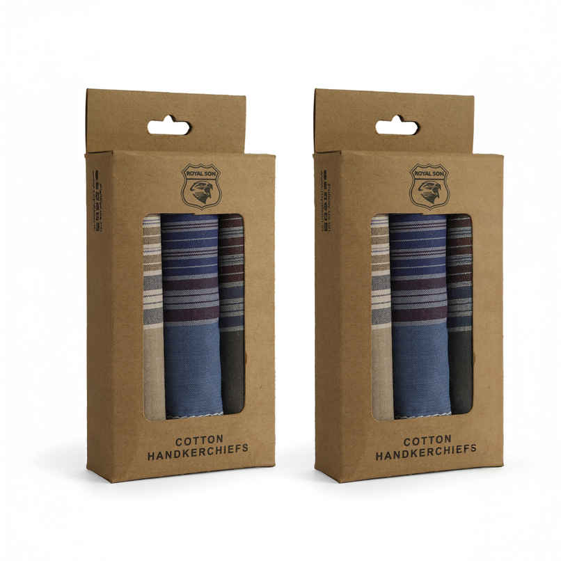 Royal Son Men's Premium Cotton Casual Handkerchief Hanky (Multicolor) - HNYK - CHKS - 6P