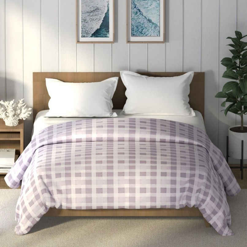 Nautica Super Soft 100% Cotton Fabric Comforter for All Weather | Double Size | Checks | Lavender Nautica Super Soft 100% Cotton Fabric Comforter for All Weather | Double Size | Checks | Lavender