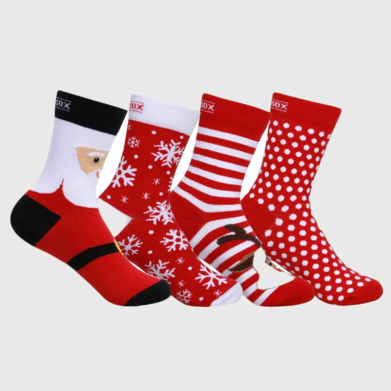 Supersox Unisex Patterned Combed Cotton Crew Length Socks | Multicolour - Free Size