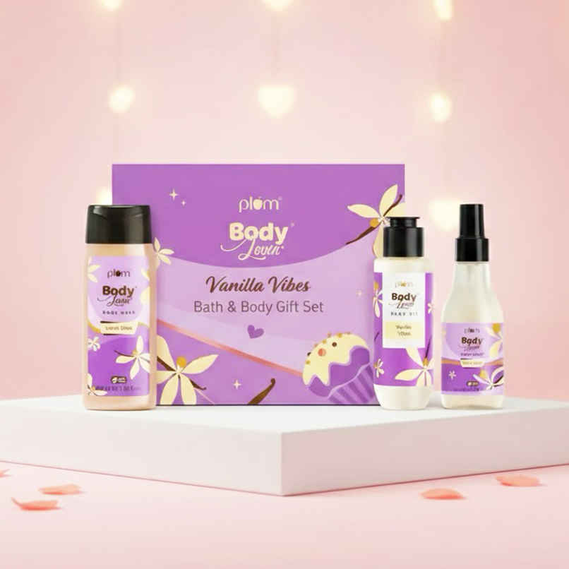 Plum Body Lovin' Vanilla Vibes Bath & Body Gift Set | Body Wash, Body Mist & Body Oil