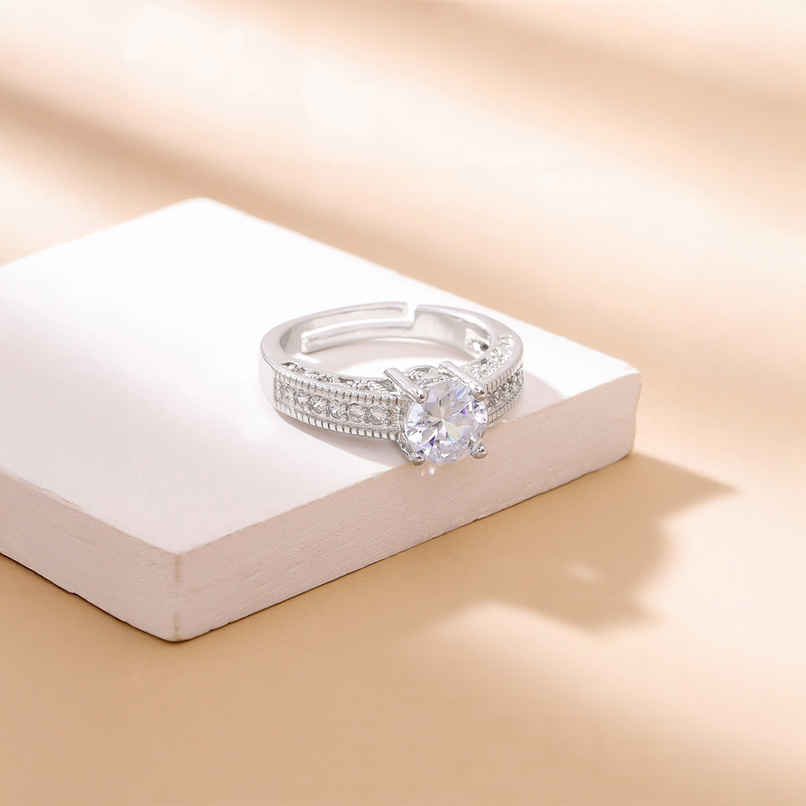 Yellow Chimes Crystal Rings | Adjustable Silver Ring