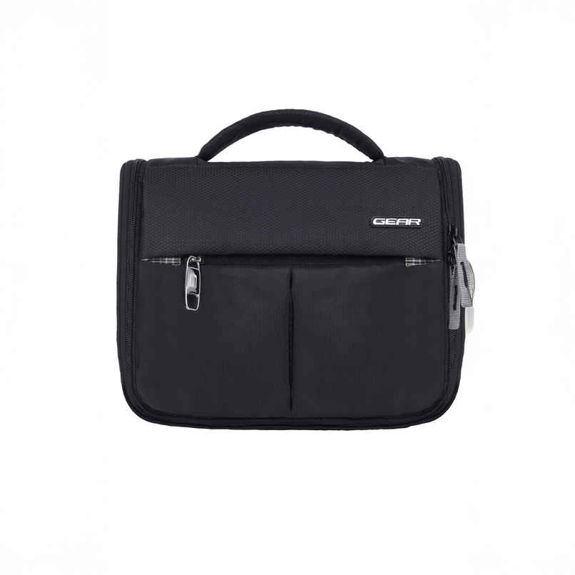 Gear Unisex Solid Polyester 6 L Toilet Pouch | Black and Grey