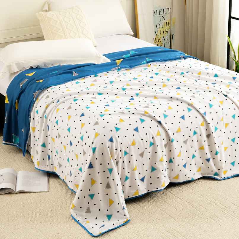 Story@home Geometric Double Dohar/Duvet Cover (Cotton, Blue) (240x225x2 cms)