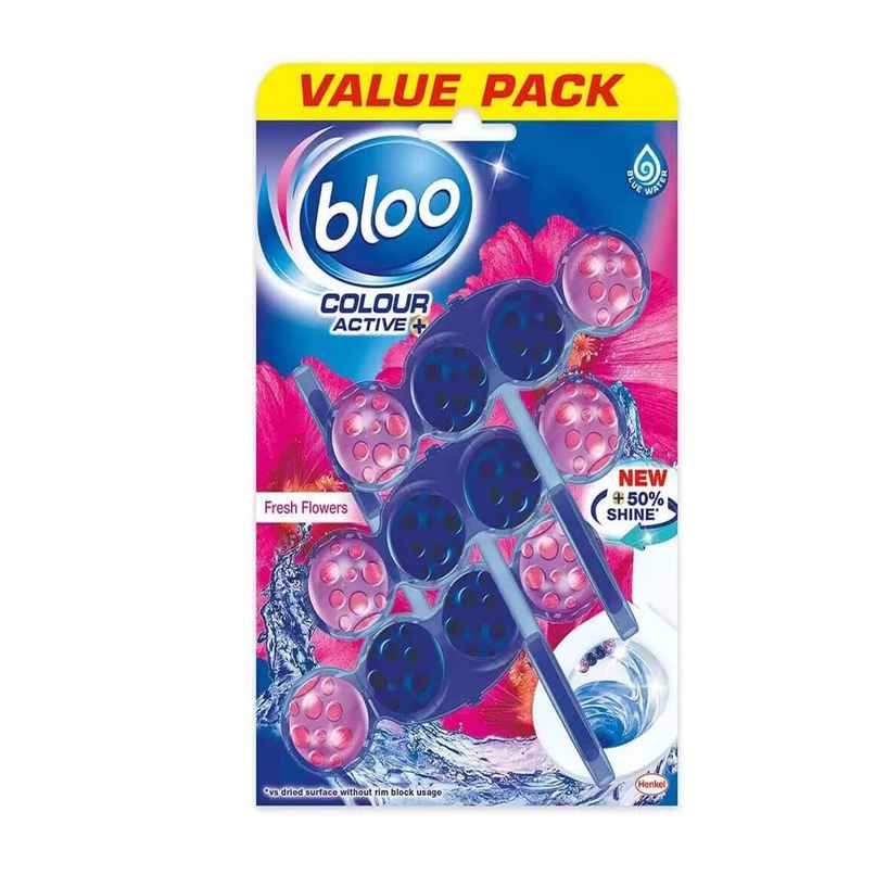 Bloo Active Blue Fresh Flower Solid Toilet Rim Block | 4 In 1 Toilet Cleaners