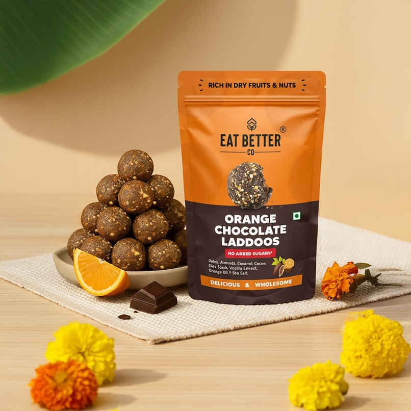 Eat Better Co Orange & Chocolate Laddoos | No Added Sugar | High Protein | 100% Natural
