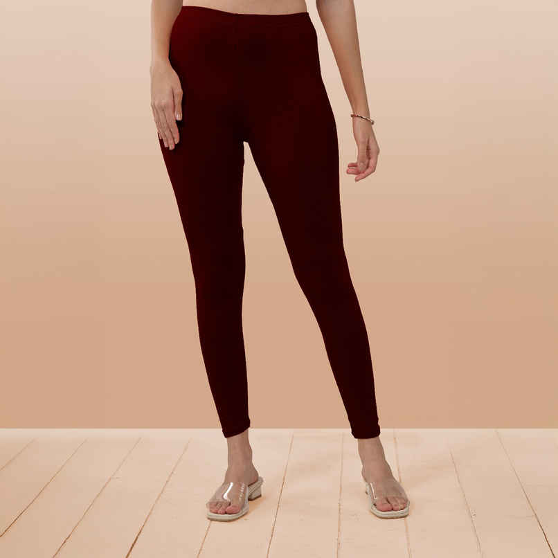 Lyra Women's Leggings Ankle Length | Maroon - Free Size