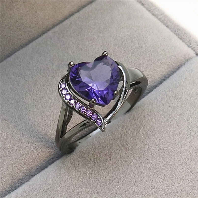 Fashion Frill Women's Solitaire Rings Purple Adjutable