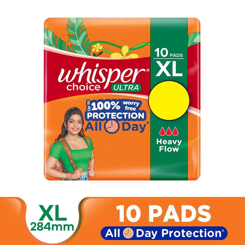 Whisper Choice Sanitary Pads with Wings for Women | XL | 10 pcs