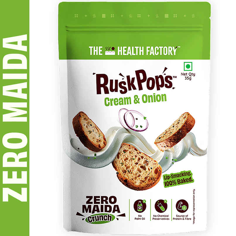 The Health Factory Zero Maida Rusk Pops- Cream & Onion