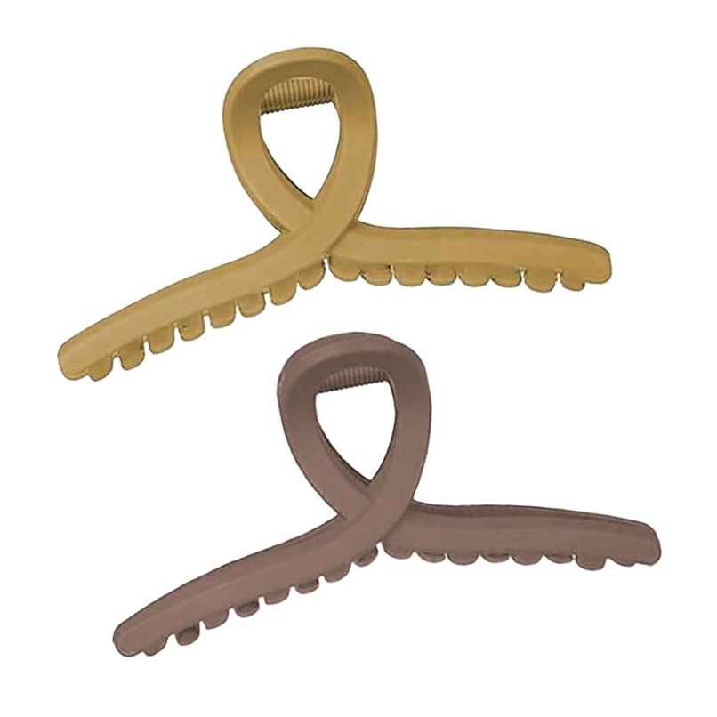 Prolume T-Shape Claw Clips Hair Accessories For Women/Girl (Light Beige,Dark Beige)