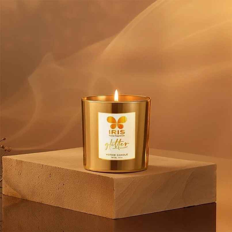 IRIS Gold Glass Votive Candle
