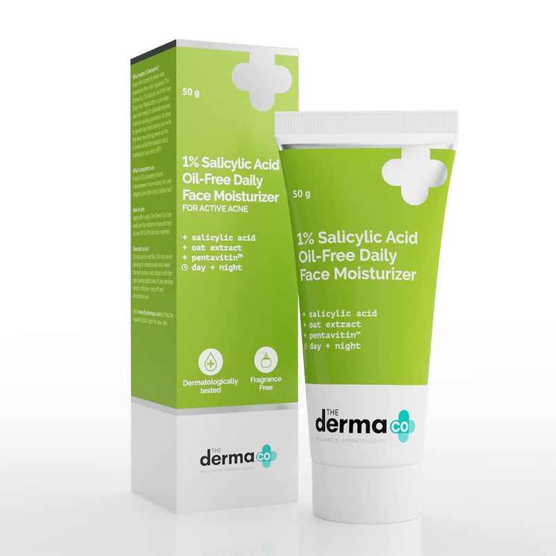 The Derma Co 1% Salicylic Acid Oil-free Moisturizer for Face With Oat Extract For Active Acne