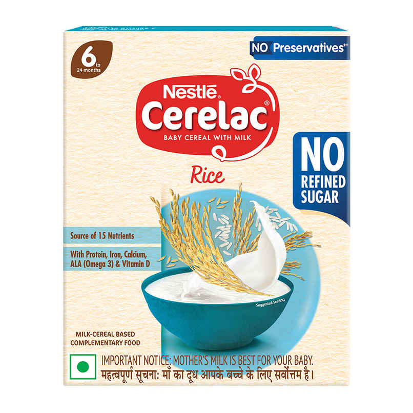 Nestle CERELAC Rice Baby Food Cereal, No Refined Sugar & No Preservatives, 6 to 24 Months