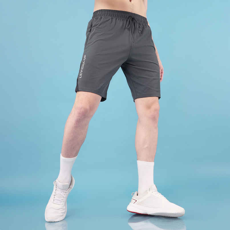 Technosport Men Poly Solid Slim Fit Sports Shorts with ELASTO LITE | Black | XL