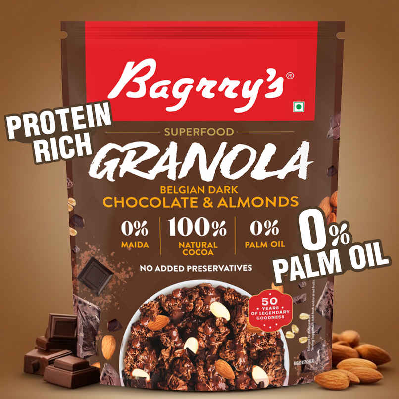 Bagrry's Belgian Dark Chocolate & Almonds Granola (100% Natural Cocoa)