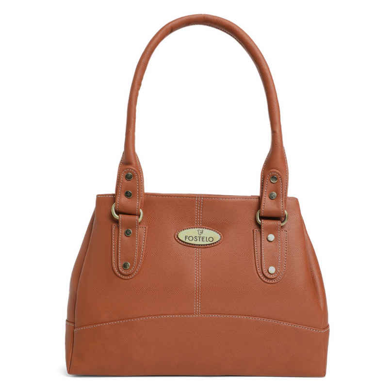 Fostelo Women's Vegan Leather Birdie Handbags Shoulder Hobo Bag Ladies Purse | Tan | Large