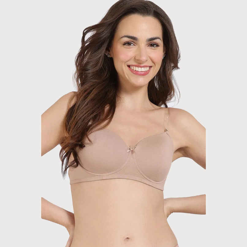 Zivame Women's Beautiful Basics Padded Non Wired 3/4Th Coverage Backless Bra | Skin - 36C