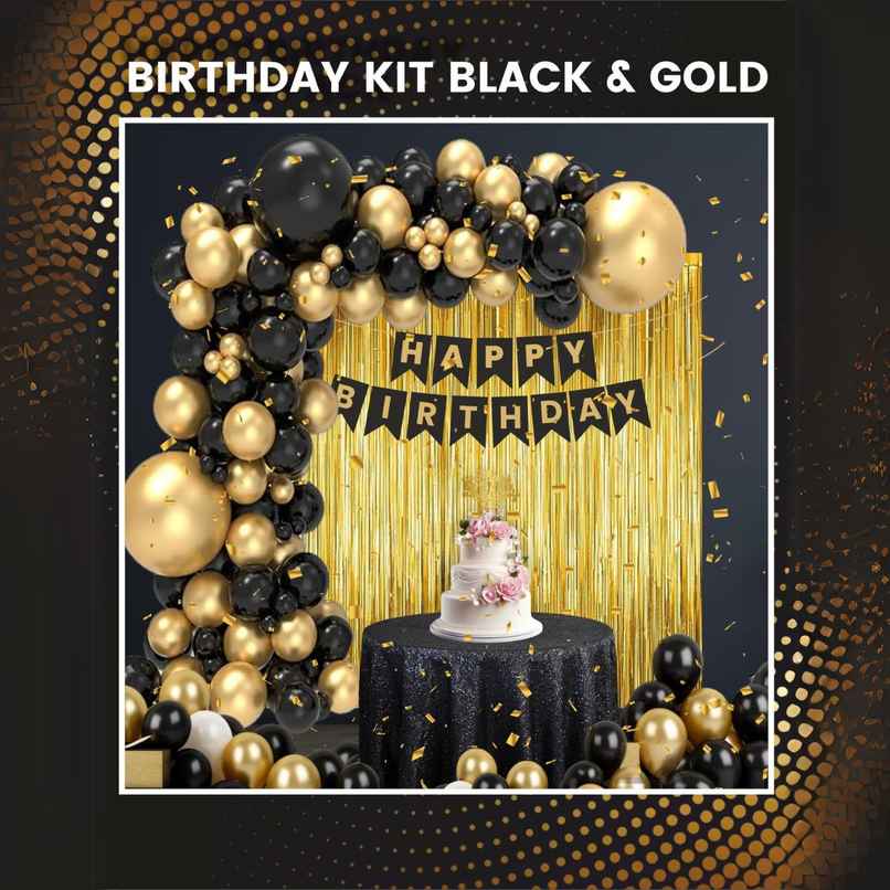 Birthday Decoration Kit Black & Gold | Let's Vybe