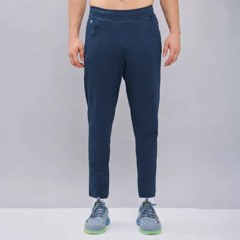 Technosport Men Poly Solid Relax Fit Sports Trackpants with ELASTO PLUS | Navy | XXL