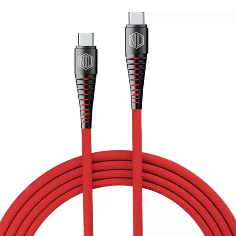 Nu Republic Blaze Supersonic 65W Type-C to Type-C Cable 1 m Fast Charge Cable (Compatible with Mobile, Tablet, Laptop, One Cable) - Red