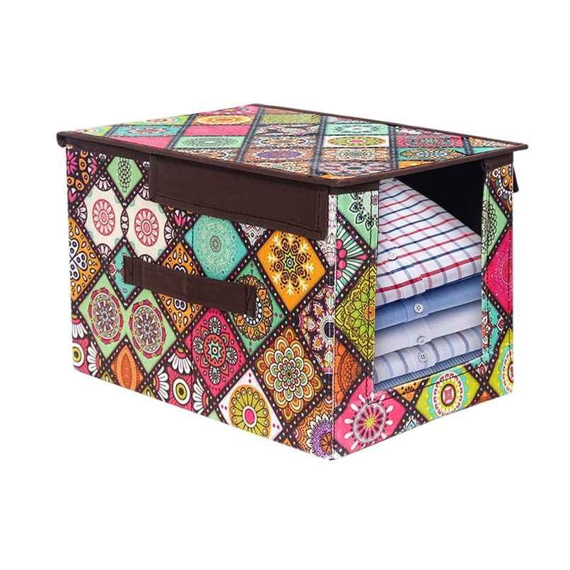 PrettyKrafts Shirt Stacker | Closet Organizer with Lid for Shirts & Wardrobe Storage - Multi Checks