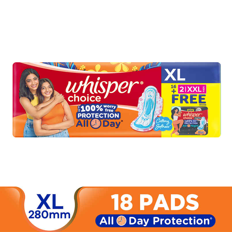 Whisper Choice Sanitary Pads | XL | 18 pcs
