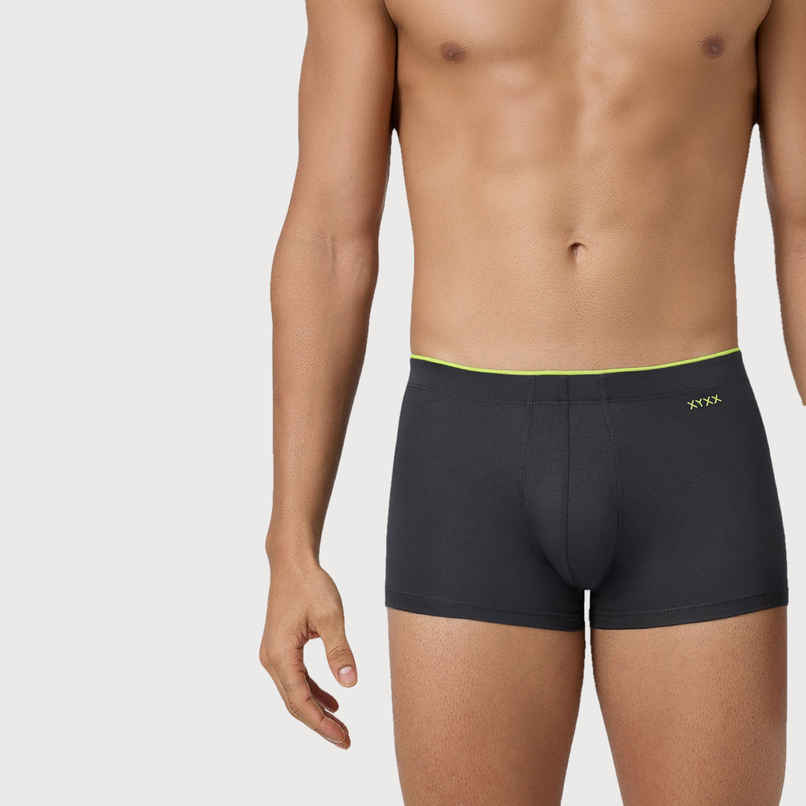 XYXX Men's Uno Modal Solid Trunks Pack of 2, Coral Grey & Black | XL