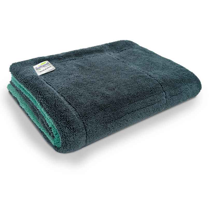 Softspun Microfiber Super Cleaning Cloth | 1600 GSM, 40x60cm, 1pc, Aqua Blue and Grey Softspun Microfiber Super Cleaning Cloth | 1600 GSM, 40x60cm, 1pc, Aqua Blue and Grey