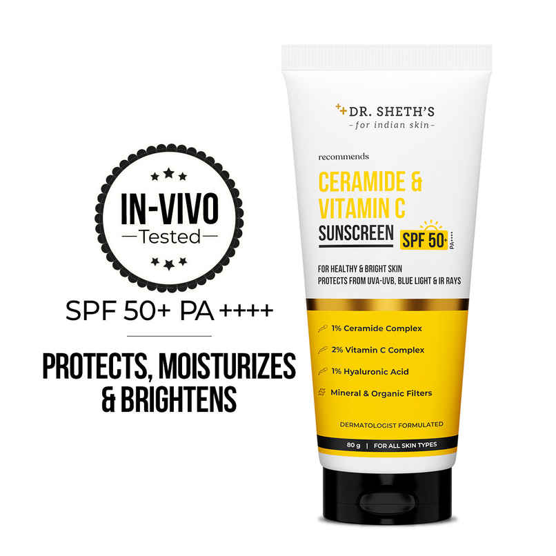 Dr. Sheth'S Ceramide & Vitamin C Sunscreen Spf 50 Pa+++ No White Cast For All Skin Type Dr. Sheth'S Ceramide & Vitamin C Sunscreen Spf 50 Pa+++ No White Cast For All Skin Type