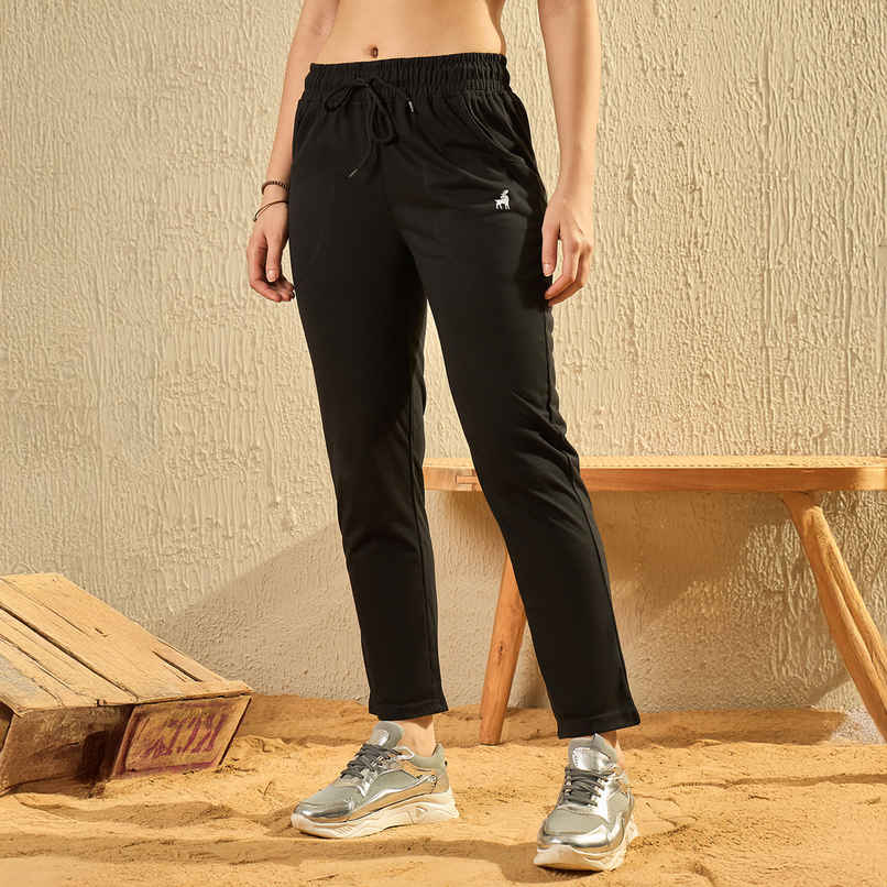 Modeve Women's Regular Fit Mid Rise Track Pants | Black - 2XL