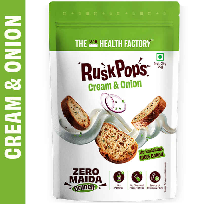 The Health Factory Zero Maida Rusk Pops- Cream & Onion