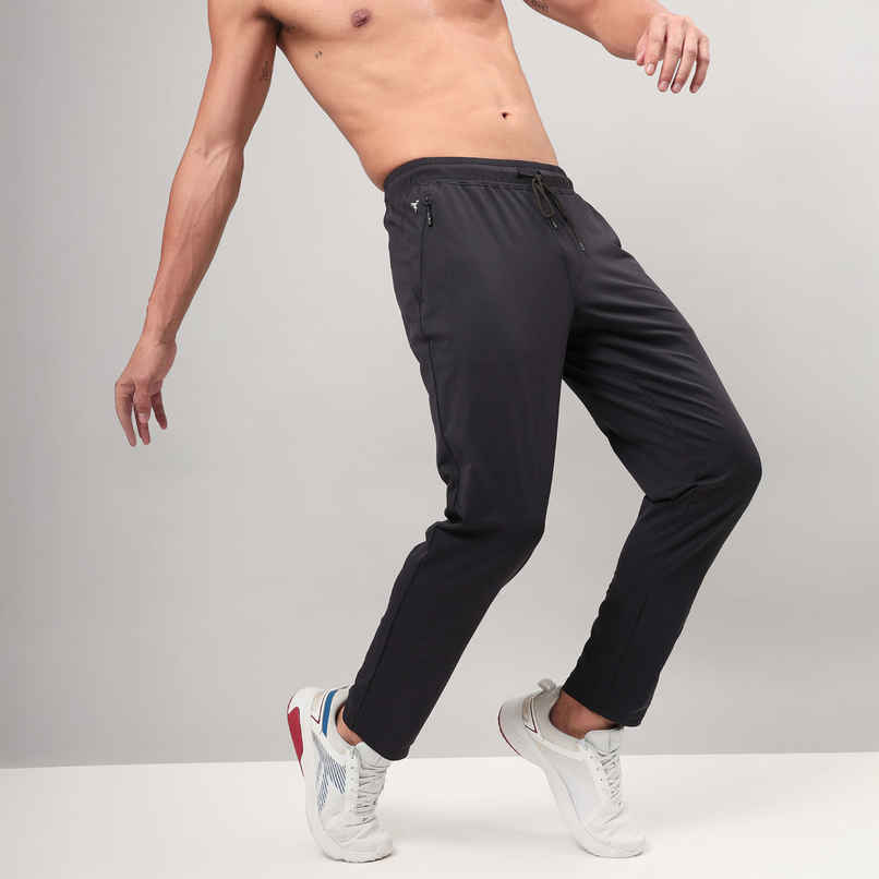 Technosport Men Poly Solid Relax Fit Sports Trackpants with DURACOOL+ | Black | XXL