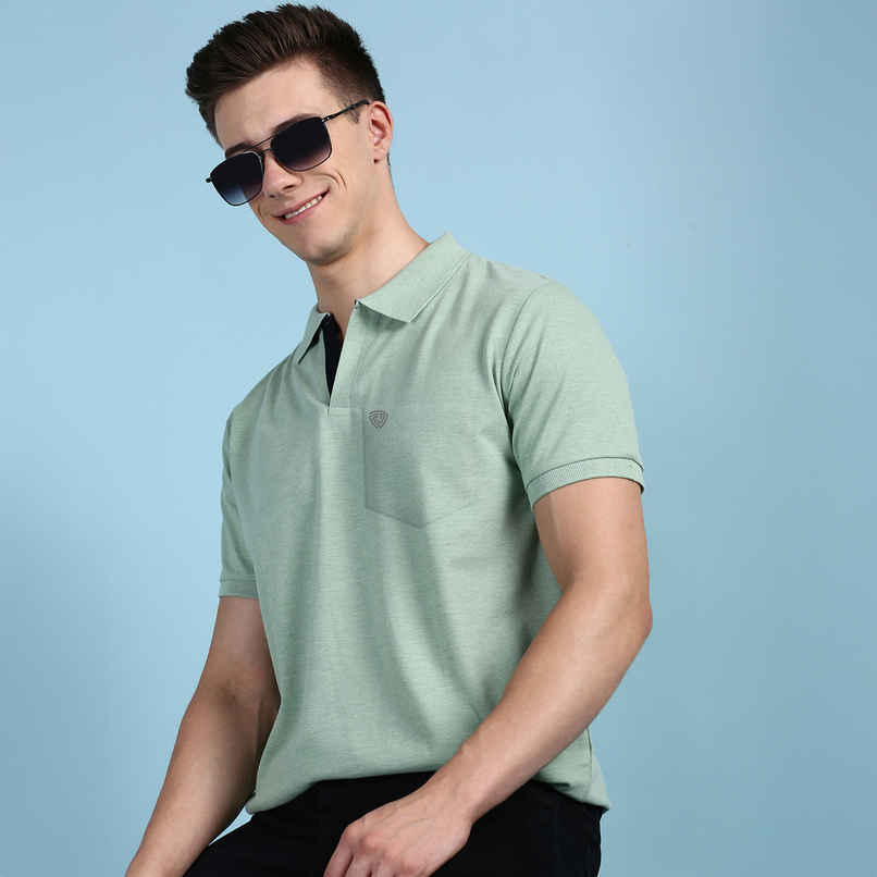 Lux Cozi Men's Solid Cotton Polo T-shirt with Pocket | Mint Green - XL