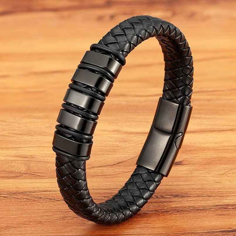 Fashion Frill Men's Braided Bracelet Black Regular