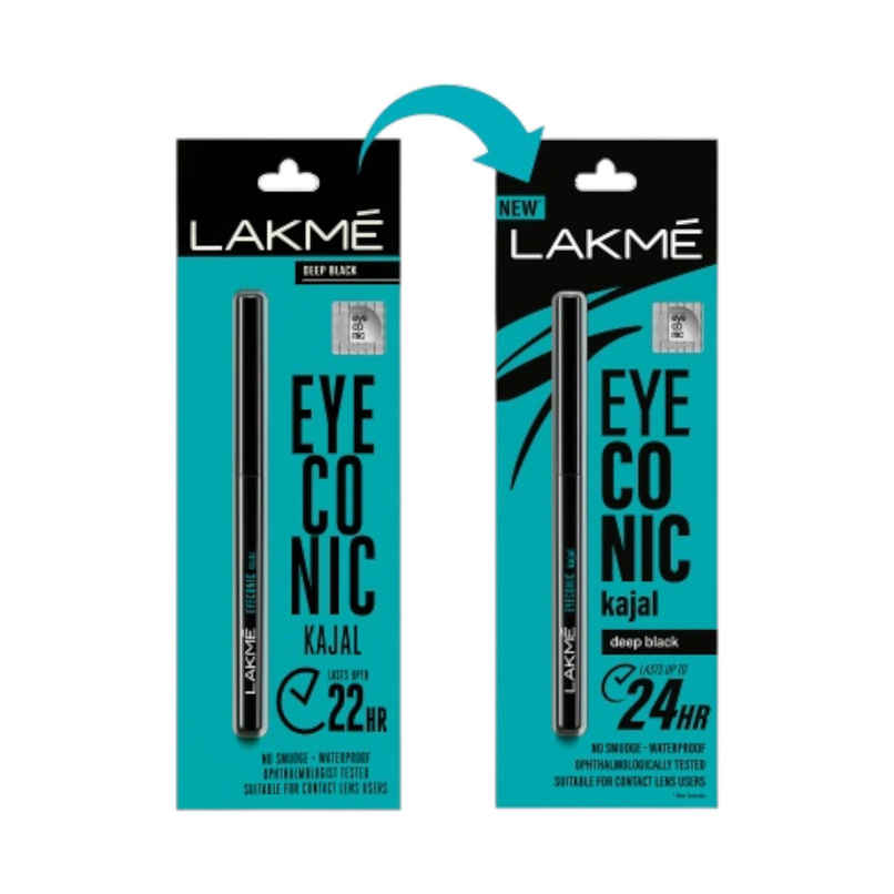 Lakme 9 to 5 Eyeconic Kajal, Smudgeproof, Waterproof, lasts upto 24 Hrs, Black