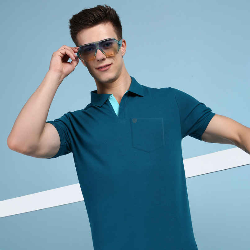 Lux Cozi Men's Solid Cotton Polo T-shirt with Pocket | Emerald - XL