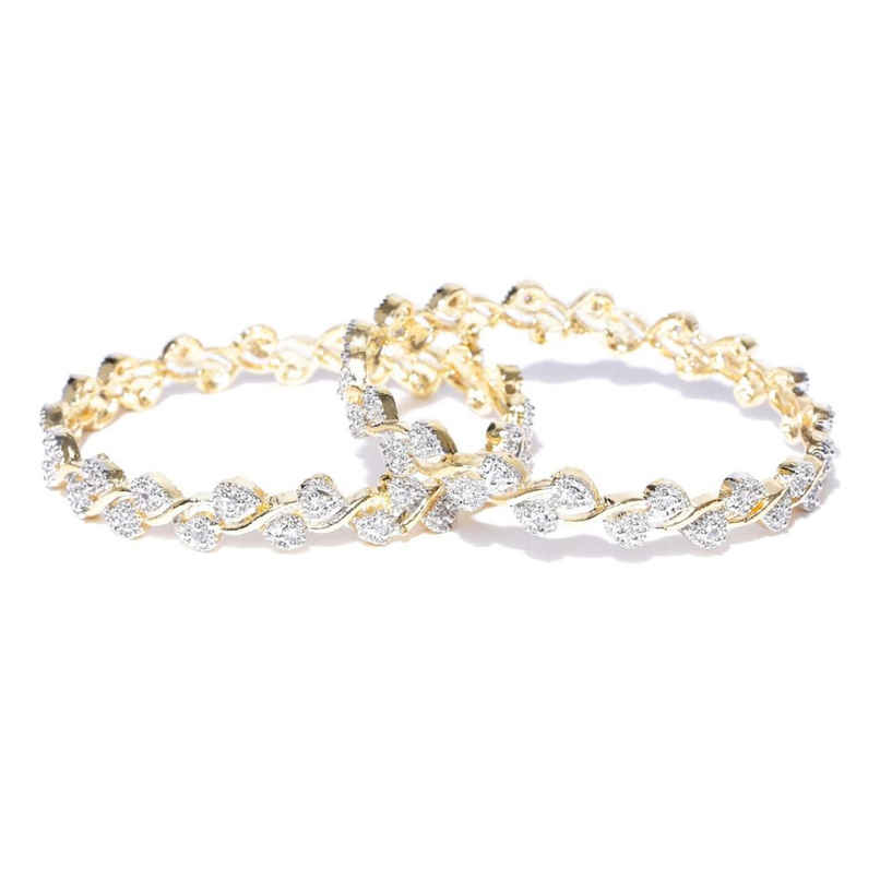 YouBella Traditional Gold Plated and American Diamond Bangle Set for Women (YBBN - 9006C - 2.8)