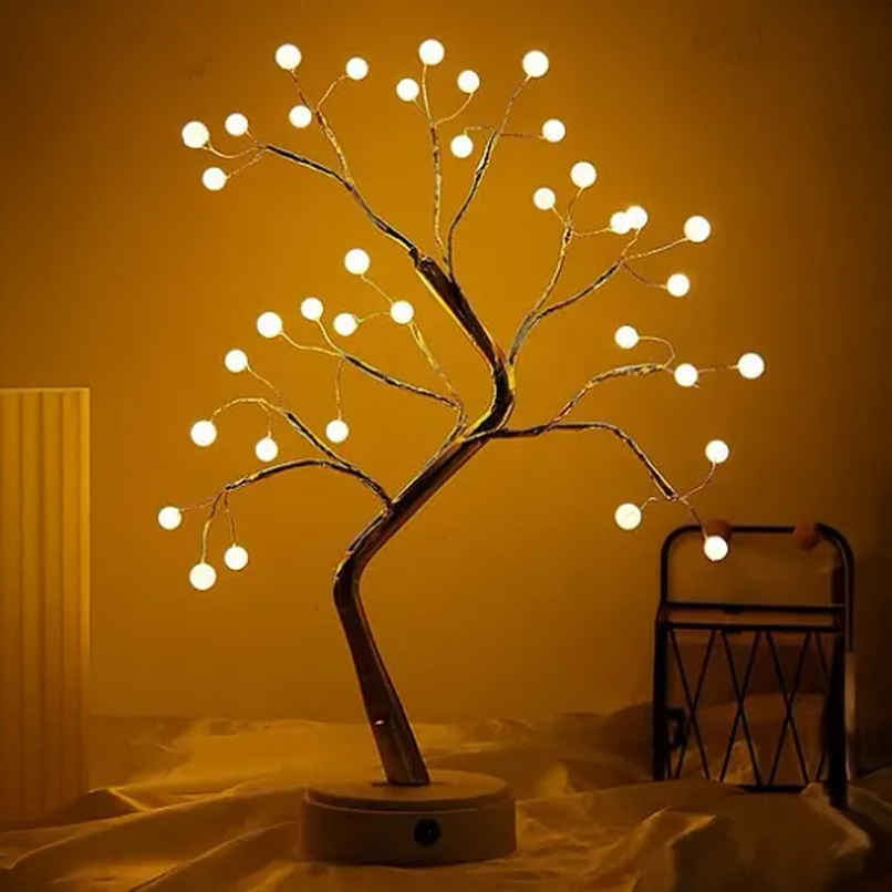 DesiDiya Decorative Led Pearl Tree Lamp Table Top (36 Led Pearl)