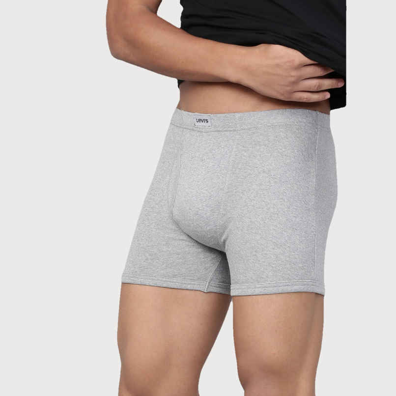 Levi's 010 Men's Comfort Boxer Brief | Contoured Double Pouch | Pack of 2 | Lt. Grey Mel,Black | S