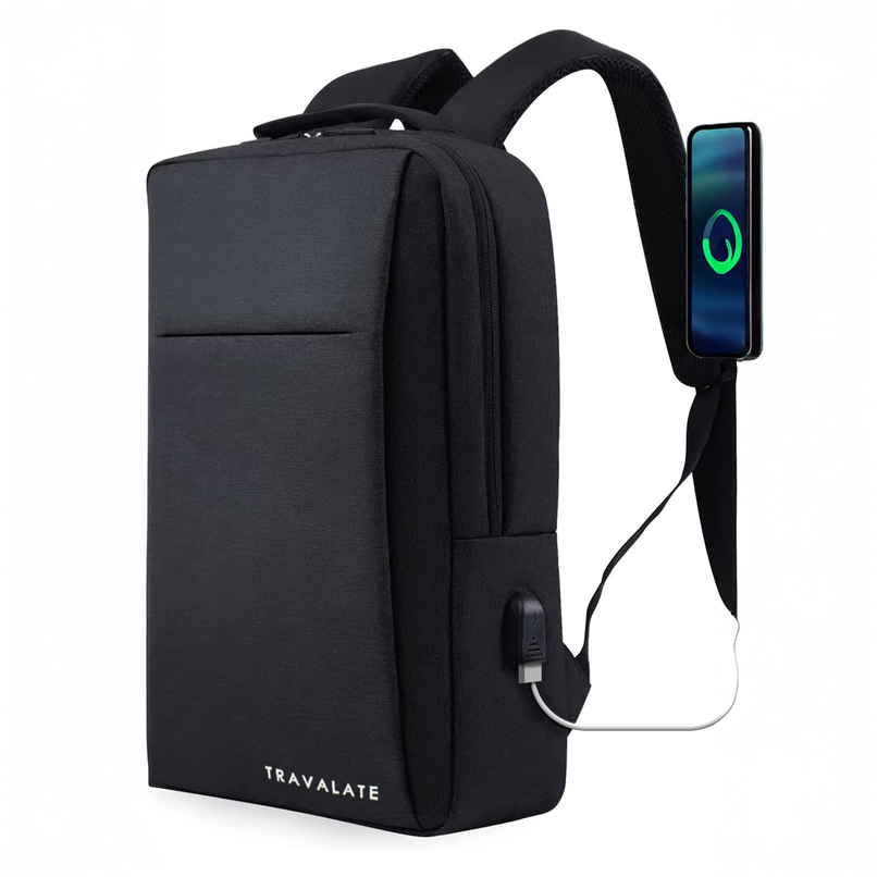 TRAVALATE Laptop Backpack with USB Charging Port | Black